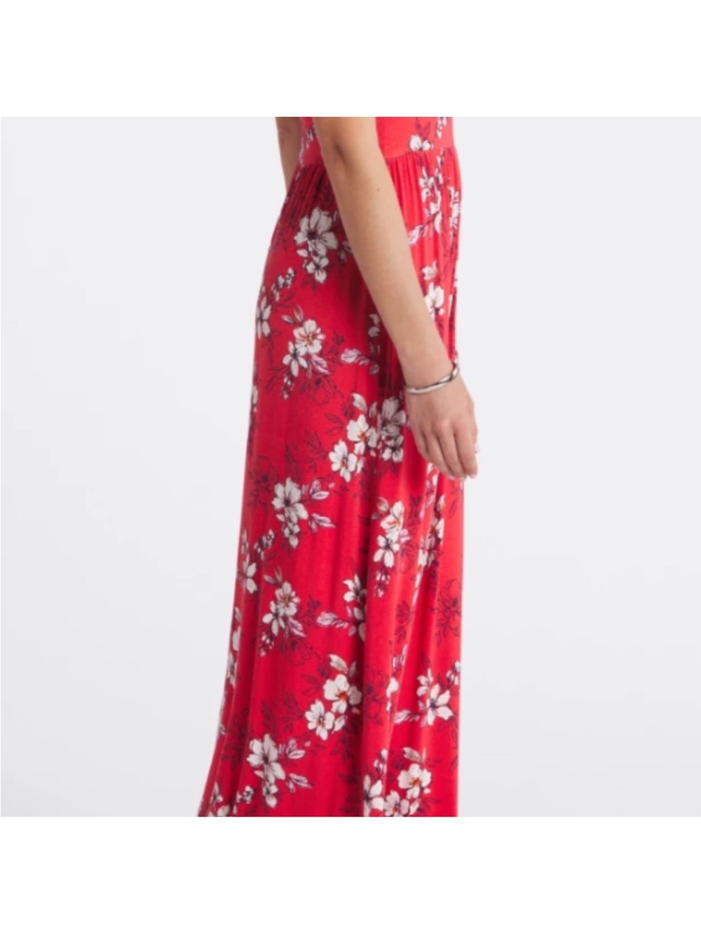 41 Hawthorn Red Floral V-Neck Wrap-Style Maxi Dress - Picture 3 of 9